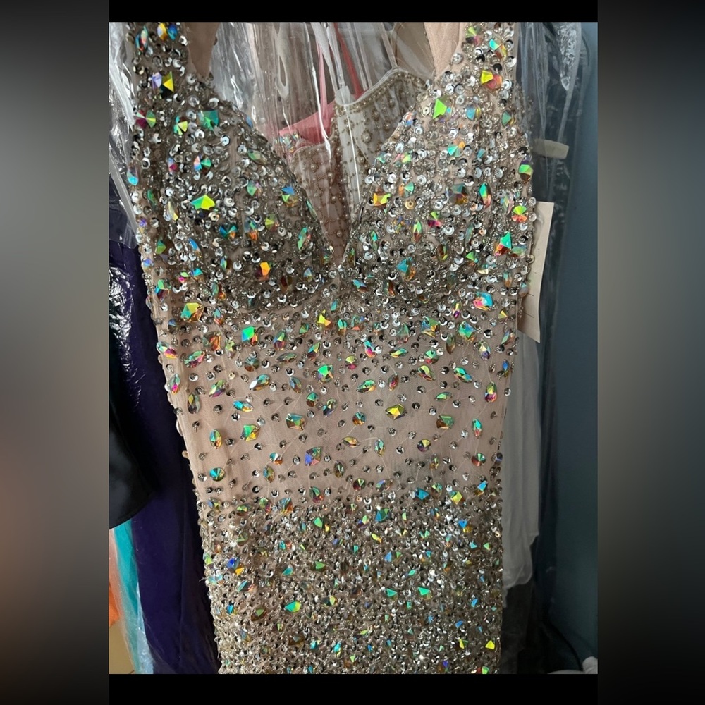 blinged out sheer  hoco or event dress